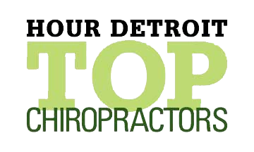 A badge naming the practice as Hour Detroit Top Chiropractors